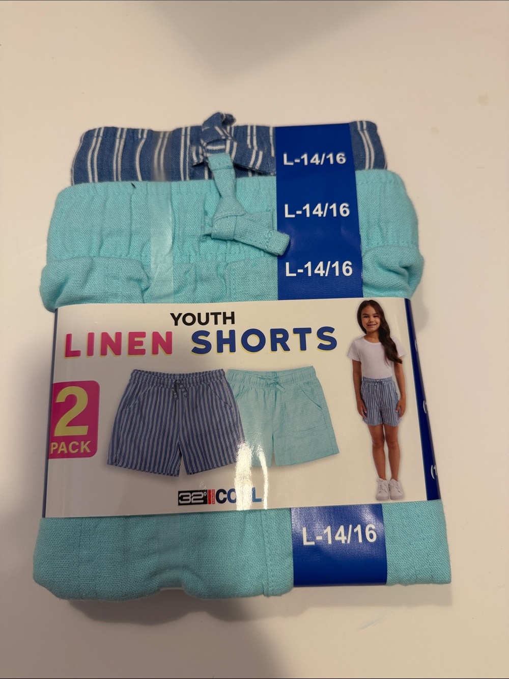 32 Degrees Youth Shorts - Aqua & Blue Stripe